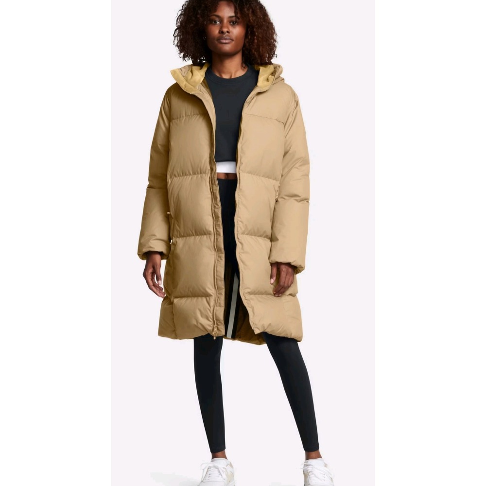 Under Armour Womens Tan Goose Down Puffer Parka Womens 700 Fill ColdGear Large